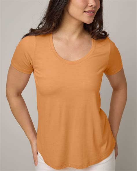 Stella Signature Merino Wool Scoop Neck Tee - Orange Horizon - Stella ...