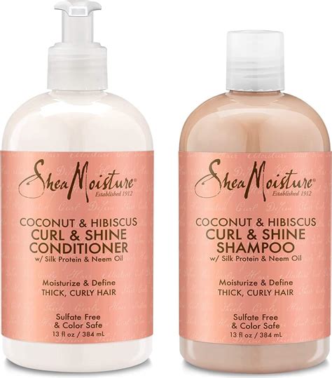 Shea Moisture Coconut & Hibiscus Curl & Shine, Shampoo and Conditioner ...