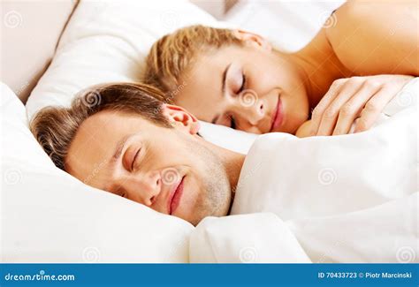 Young Couple Sleeping in Bed Stock Image - Image of happy, beautiful ...