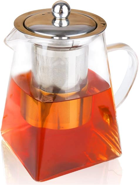 Spring Chef Square Glass Tea Pot with Infuser, Heat-Resistant ...