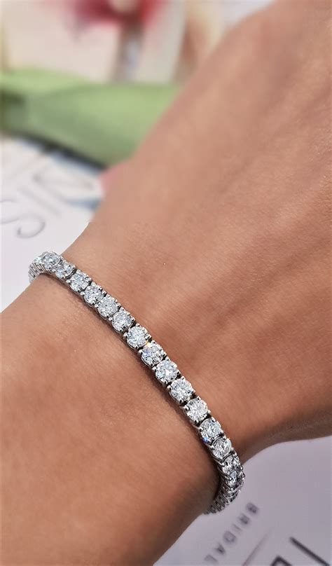 Lab Made Diamond Tennis Bracelet at Harrison Trethowan blog