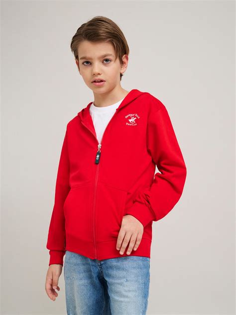 SIGNATURE POLO PONY ZIP HOODIE RED - BEVERLY HILLS POLO CLUB