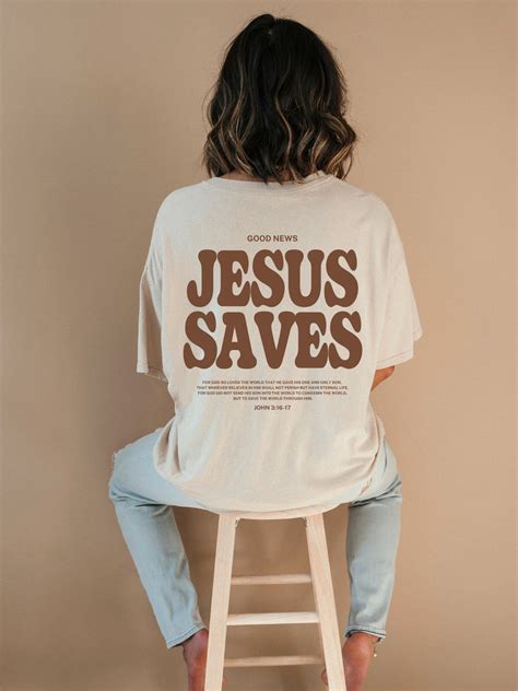 Aesthetic Jesus Saves Shirt Christian Apparel Brown Christian Shirt for ...