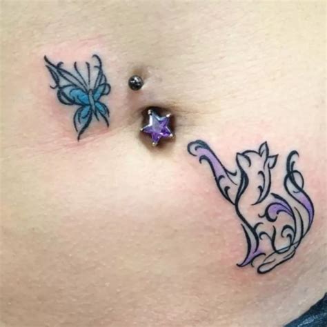 25+ Best Cat Tattoo with Belly Button Ideas