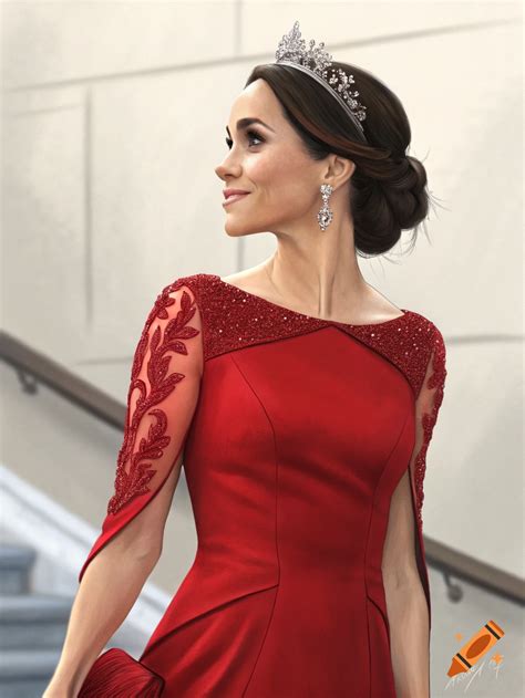 Meghan Markle in red dresses on Craiyon