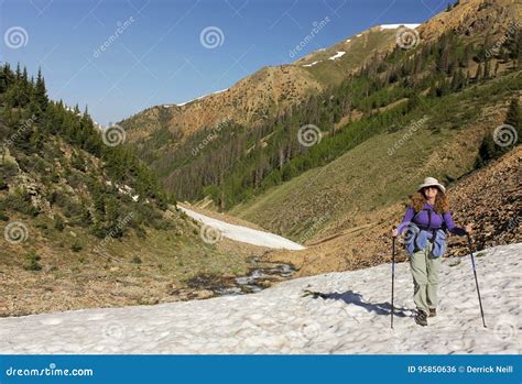 A Woman Hikes the Silver Creek Trail Stock Photo - Image of hiking ...