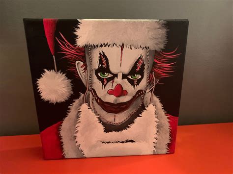 Original Acrylic Scary Clown Santa Painting by Alias Kane - Etsy