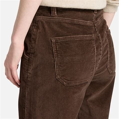 Gewaschene Cordhose mit weitem Bein für Damen in Braun