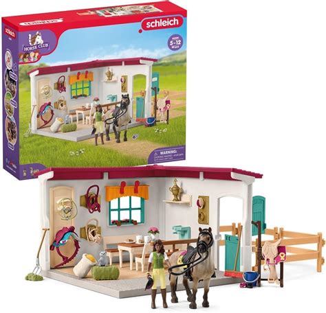 Amazon.com: Schleich Horse Club - 85 PC Tack Room Stable Extension Toy Playset with Rider Sarah ...
