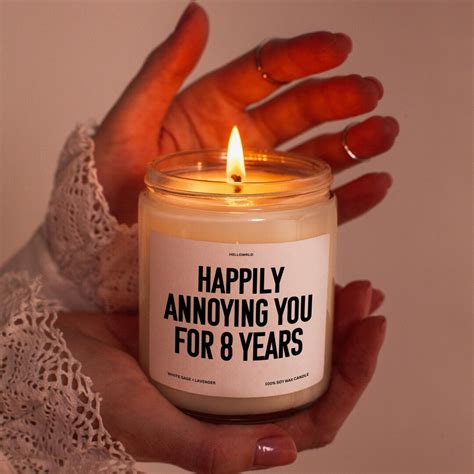 8th Anniversary Gift Candle Eighth Anniversary Gift for Husband 8 Year ...