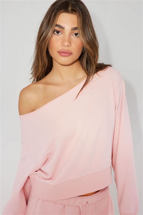Off Shoulder Sweatshirt Pink | Garage