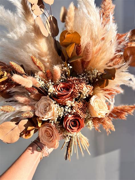 Bridal Fall Wedding Bouquet, Rustic Bridal Bouque, Dried Wedding Bunch ...