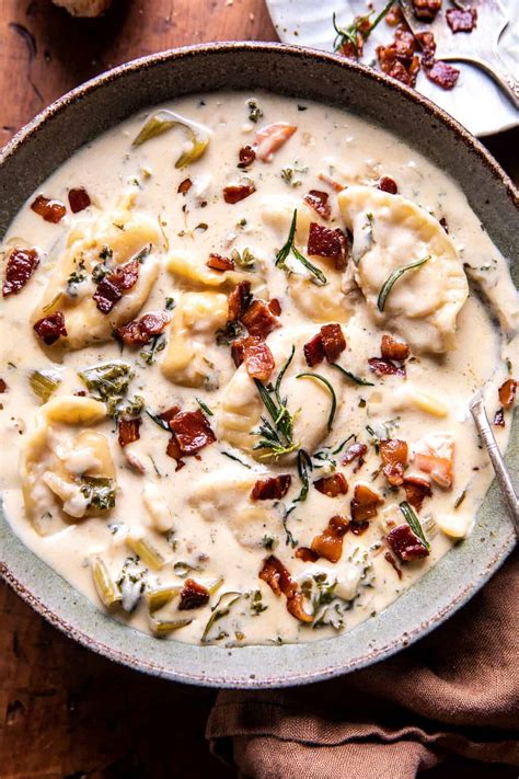 Creamy Pierogi Chicken Soup with Rosemary Bacon. - Half Baked Harvest