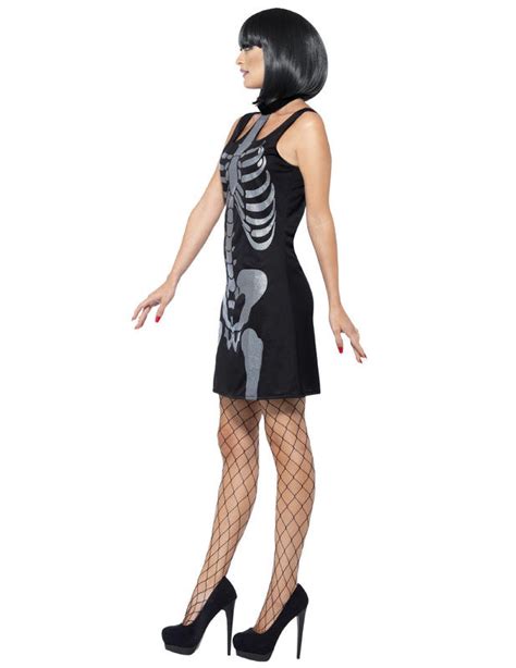 Costume Scheletro Da Donna Per Halloween | Tuta Aderente A Maniche - 8