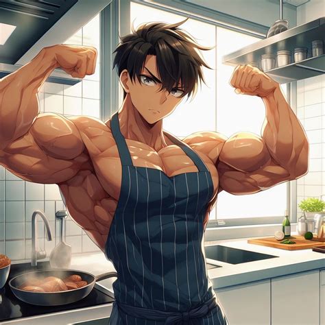 Handsome Anime boy flexing in the kitchen by Soul-1235 on DeviantArt