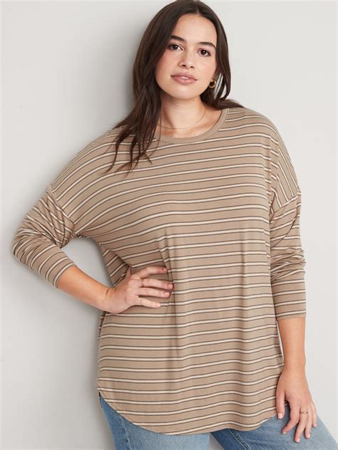 Long-Sleeve Luxe Striped Tunic T-Shirt for Women | Old Navy