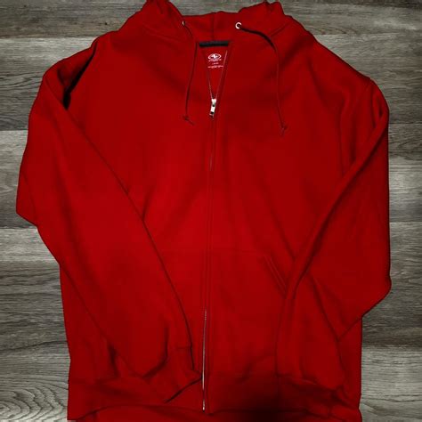 BRIGHT RED ZIP UP HOODIE - Depop
