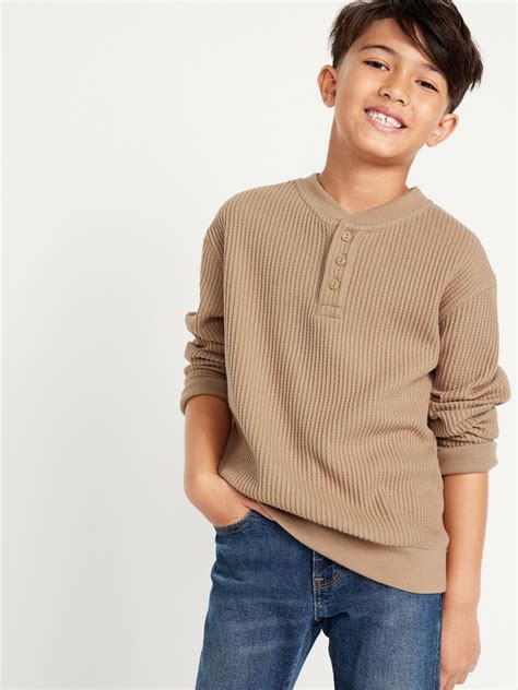 Long-Sleeve Thermal-Knit Henley T-Shirt for Boys | Old Navy | Sewing ...