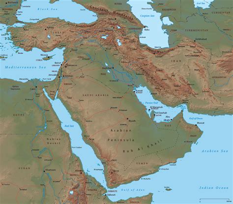blank map of middle east with rivers