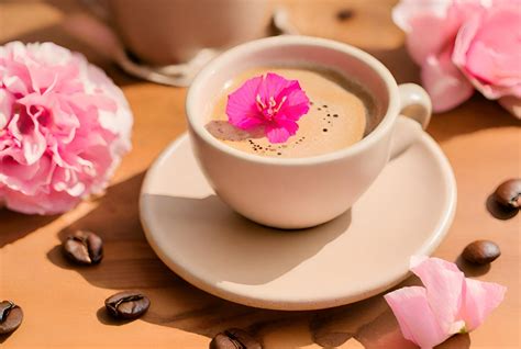 Cup Of Coffee And Flowers Free Stock Photo - Public Domain Pictures