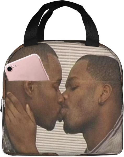 Amazon.com: Two Black Men Kissing Meme Reusable Insulated Lunch Bag For ...