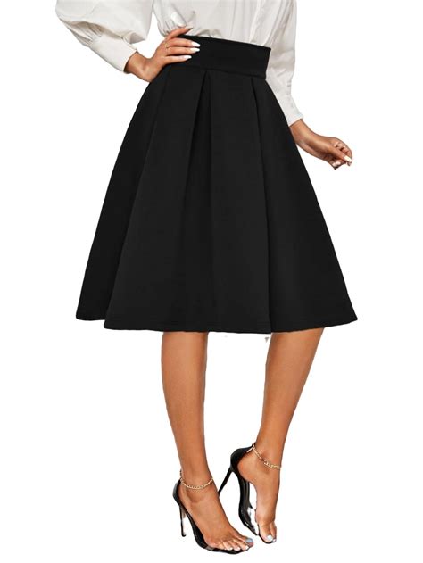 Elegant Solid Flared Skirts Black Women Skirts - Walmart.com