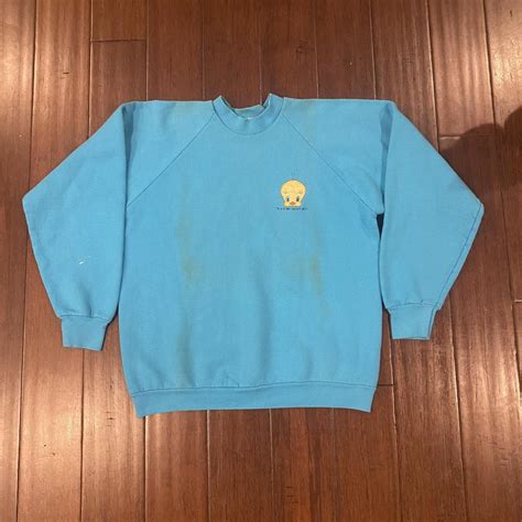 Fruit of the Loom Men's Blue and Yellow Jumper | Depop