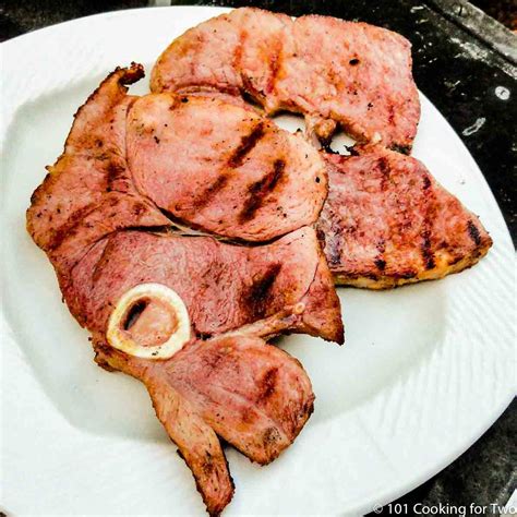 Tasty grilled ham steak coated with a spicy brown sugar glaze to give ...