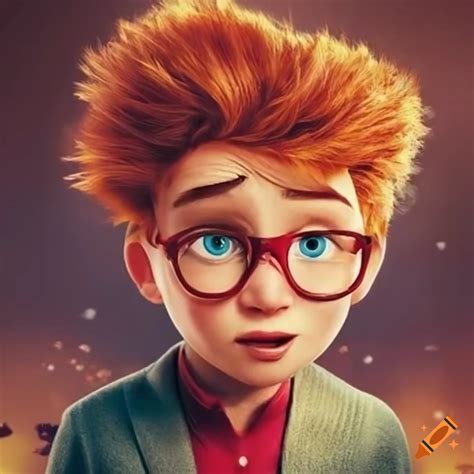 Disney movie poster featuring a ginger nerd man on Craiyon