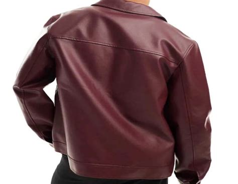 Effortlessly Cool Burgundy Leather Jacket Oversized Boxy Fit With ...