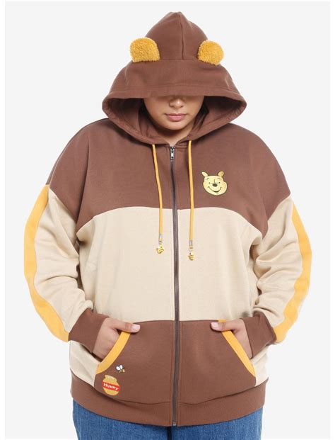 Disney Winnie The Pooh Ears Color-Block Oversized Hoodie Plus Size ...
