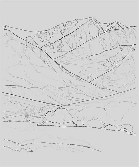 Mountain Valley Drawing at PaintingValley.com | Explore collection of ...