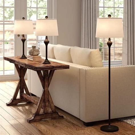 Barnes and Ivy Mason Dark Bronze Traditional Floor and Table Lamps Set ...