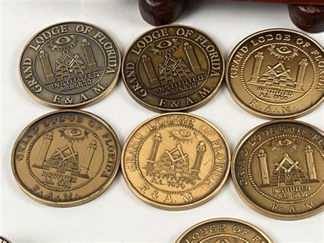 MASONIC TOKENS Grandmaster of Masons Grand Lodge Florida Coin Medals 9 ...