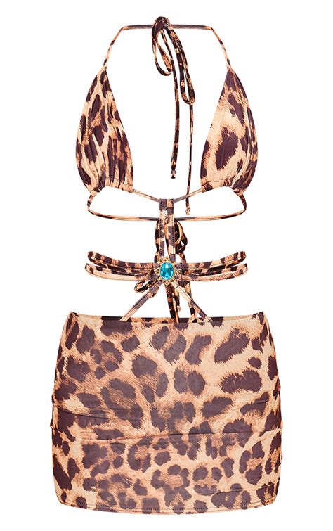 Leopard Print Extreme Cut Out Mini Dress | Dresses | PrettyLittleThing IRE