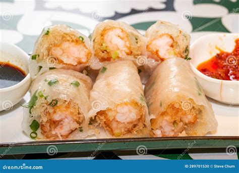 A Plate of Delicious Cantonese Morning Tea Dim Sum Crispy Shrimp Rice ...