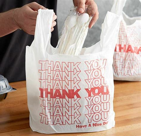 50Pcs THANK YOU To Go Bags, 21" x 11 1/2" x 6 1/2", White Plastic ...