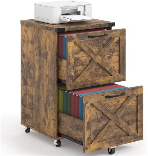 2 Drawer Small File Cabinet with Wheels, Farmhouse Vertical Filing ...