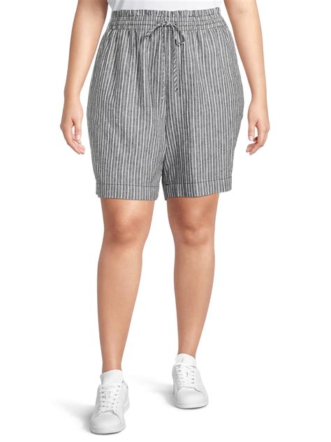 Terra & Sky Women's Plus Size High Waist Linen Shorts - Walmart.com