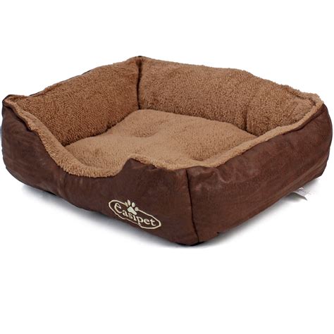 Easipet Dog Pet Bed Small-XXLarge Faux Leather Fleece in Brown