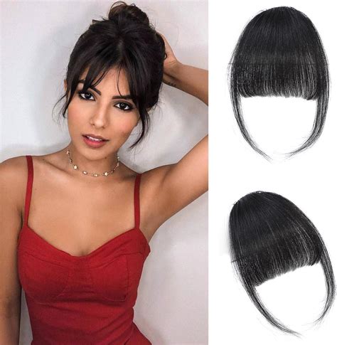 Amazon.com : Mclisle Clip in Bangs Hair Clip Human Hair,Fake Bangs Clip ...