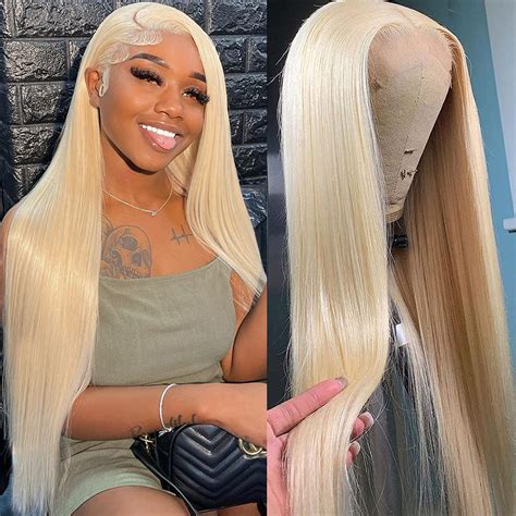 Amazon.com: 613 Blonde Lace Front Wig Human Hair 180% Density Straight ...