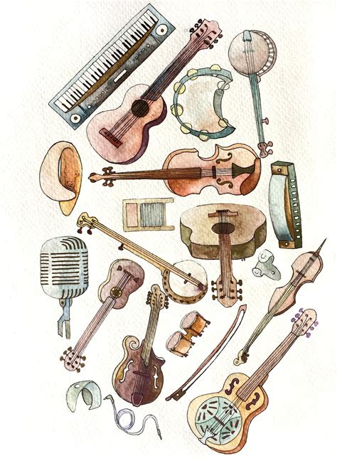 Illustration of Folk Instruments on Behance