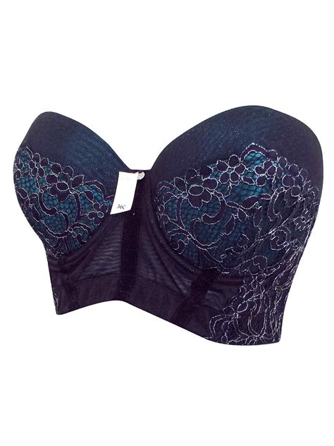 Boux Avenue - - BLACK Velvet Lace Strapless Longline Bra - Size 32 to ...
