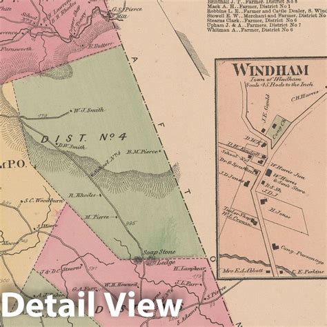 Historic Map : Atlas of Windham County, VT, Grafton & Windham 1869 , V ...