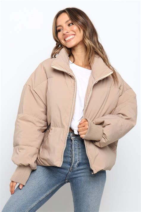 Classic puffer jacket oatmeal au 16 beige cream – Artofit