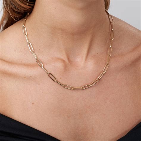 Classic Paperclip Chain Necklace - 14k Solid Gold - Oak & Luna