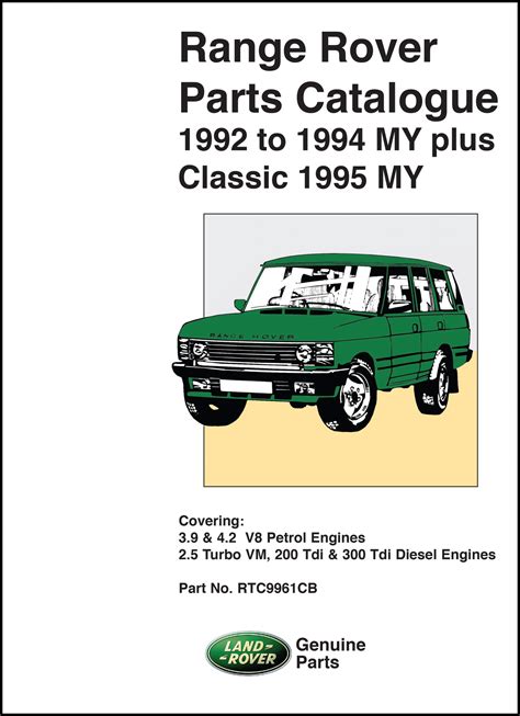 Range Rover Parts Catalogue 1992-1994 MY plus Classic 1995 MY ...