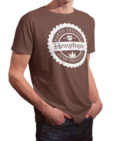Hemp T-Shirt Hemptique Crest Design - Crew Neck Hemp Tees