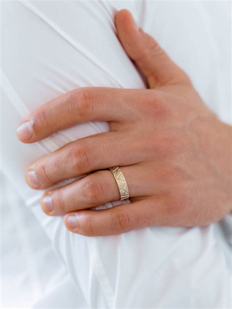 Unique Men's Wedding Band. Gold Wedding Band for Men. Male | Etsy